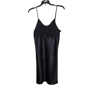 Delicates Black Slip Dress Lingerie Sheer Lace Trim Bow Detail Medium‎